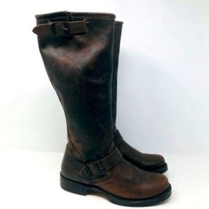 Frye veronica tall Leather riding boots 5.5B stone wash brown BoxÑ